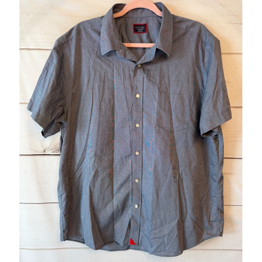 UNTUCKit Petrus SS-WF Blue Wrinkle Free Short Sleeve Button Down Shirt XXL 35454